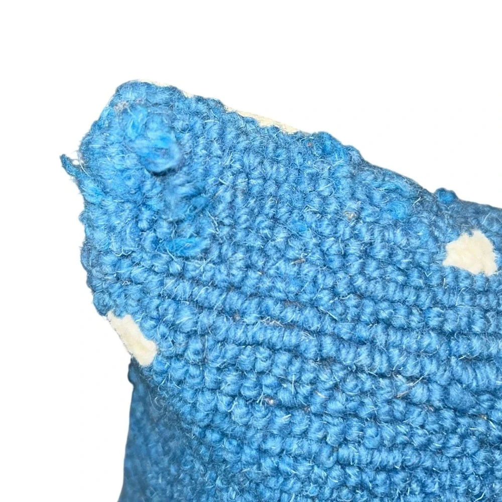 All Is Calm &‎ Bright Lab Star Hooked Wool Throw Pillow Blue 14x18 Dog Decor